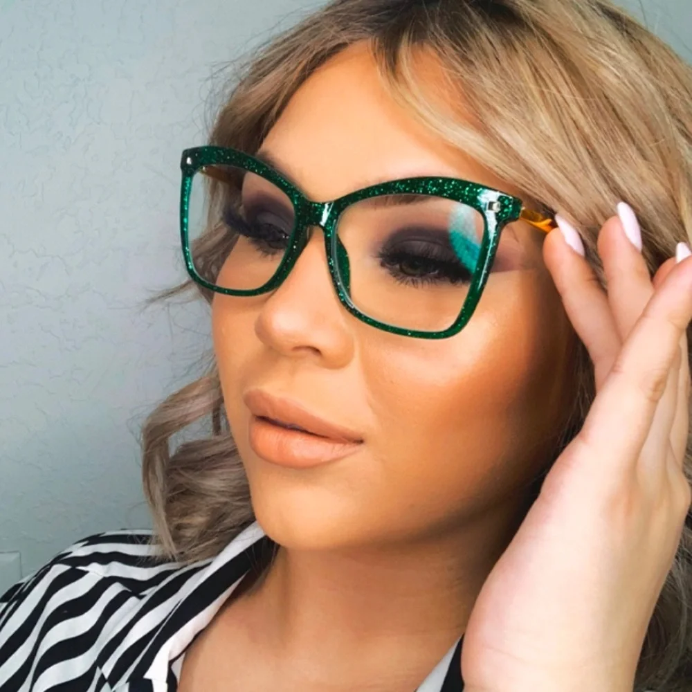 Zelool Prescription-5.00 Glitter Gold & Kelly Green Large Frame Fashion … - Picture 8 of 13